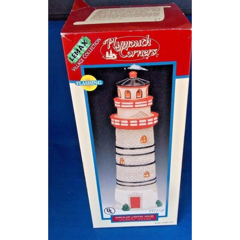 Lemax Plymouth Corners Procelain Lighted House Misty Harbor Lighthouse 1997